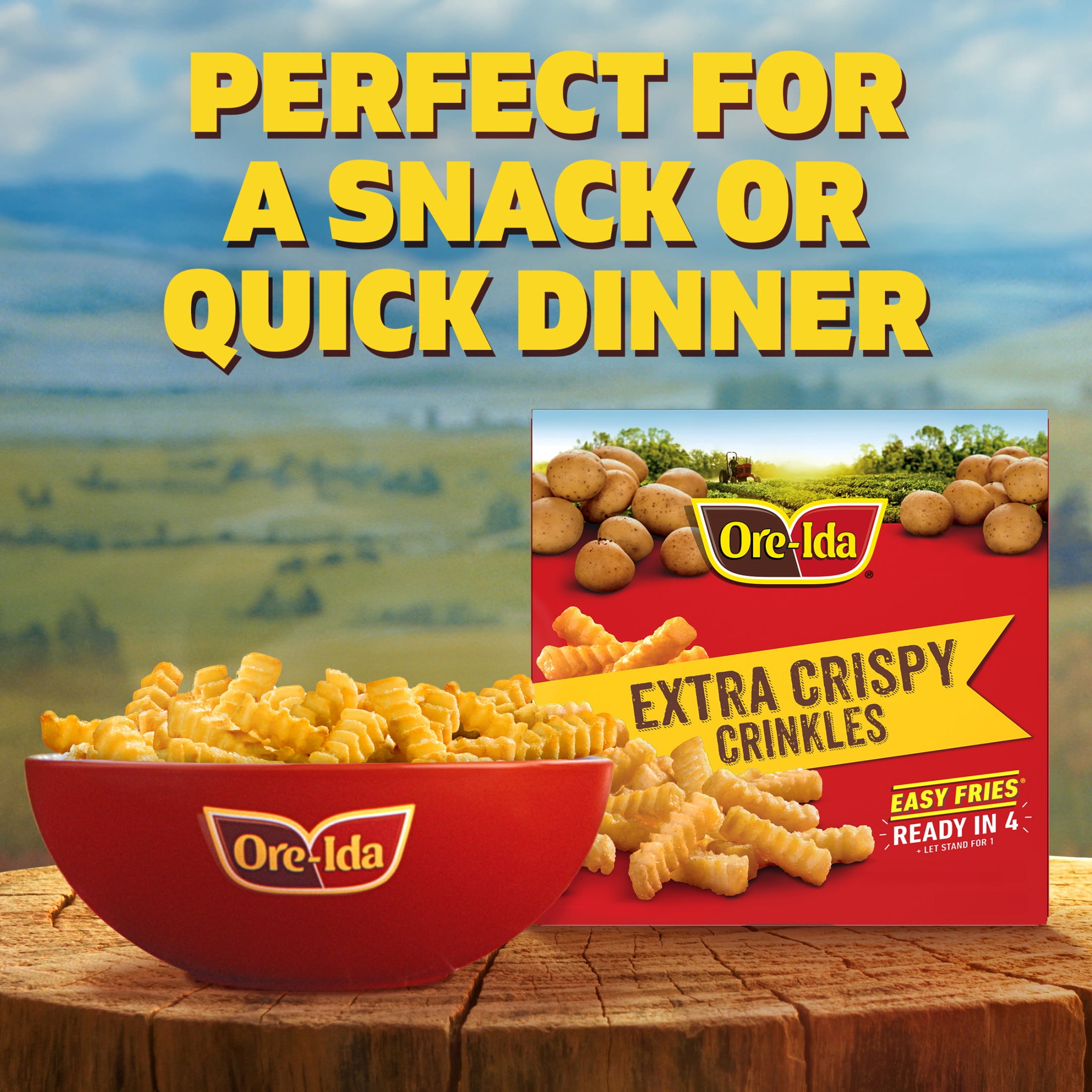 Ore-Ida Extra Crispy Crinkles French Fried Frozen Potatoes, 1 Box, for Easy Snacks and Dinner Sides, Gluten-Free, 4.75 oz