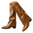 thumbnail image 1 of Studded Fold Over Knee High Boots for Women Slouchy Punk Stacked Leather Pointed Toe Wide Mid Calf Motorcycle Riding Tall Boots, 1 of 4