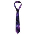 thumbnail image 7 of Men's Fashion Causal Neck Tie Galaxy Stars Purple Printed Skinny Tie, 7 of 7