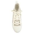 thumbnail image 5 of Womens Faux Leather High-top Lace-up Laser-cut Sneakers, 5 of 8
