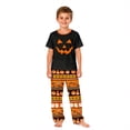 thumbnail image 3 of Family Matching Halloween Pajamas Set - 2 piece Pumpkin Face Print Short Sleeve Top and Pants Loungewear,Happy Halloween Festivel Theme Gifts for Whole Family for 6 Years Pjs, 3 of 6