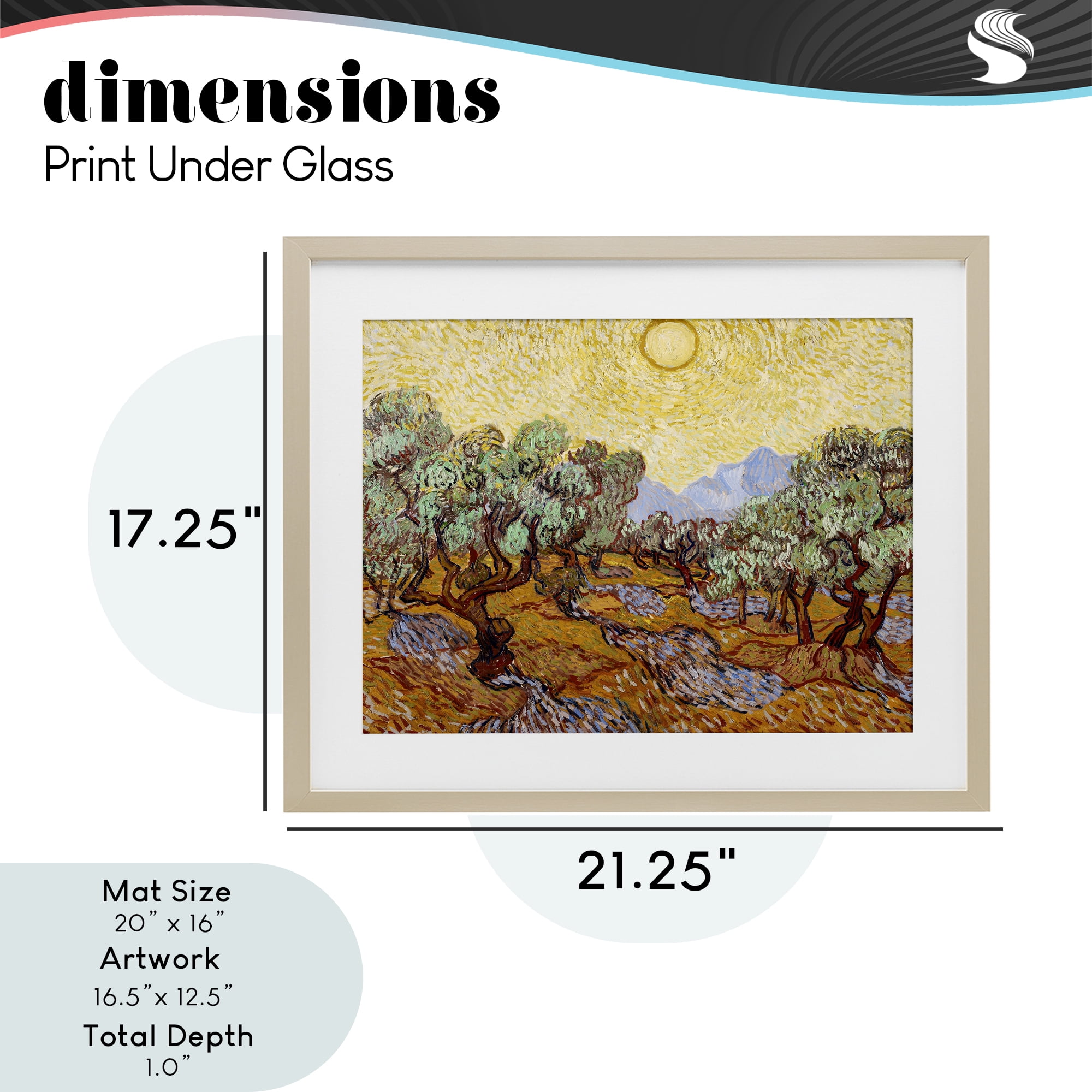 Stupell Industries Olive Trees Van Gogh Birch Framed Print Under Glass, design by Vincent Van Gogh