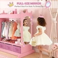 thumbnail image 3 of Pink Kids Dress Up Armoire Pretend Storage Closet Wardrobe with Mirror,Drawers,Shelf Bedroom Girls Gifts, 3 of 14