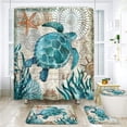 thumbnail image 3 of FMSHPON Ocean Turtle 4 Piece Bathroom Set Shower Curtain Bath Rug Contour Mat and Toilet Lid Cover, 3 of 8