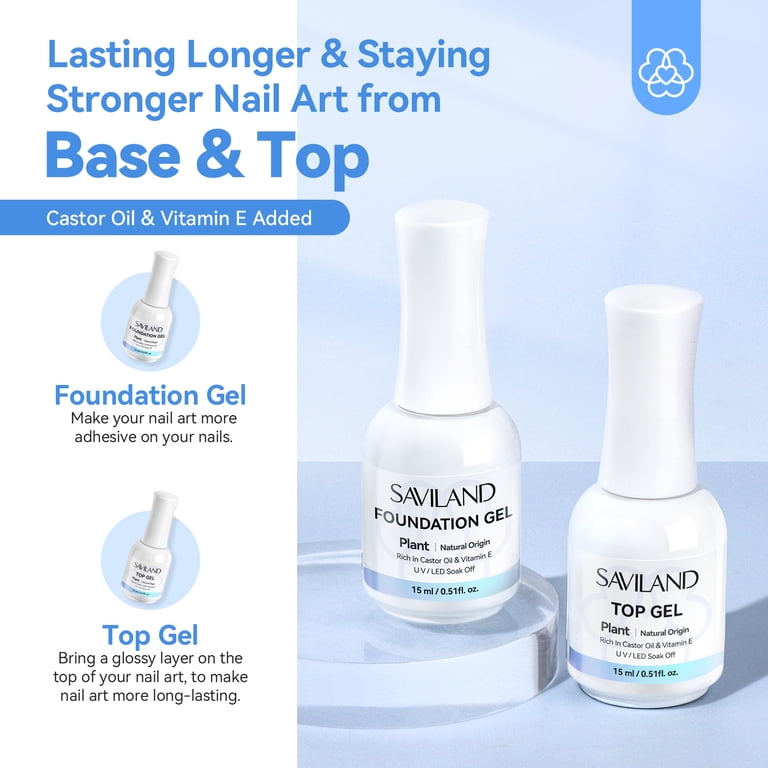 Saviland Clear Builder Gel Kit, Base & Top, 3 Pieces, 15ml photo 5