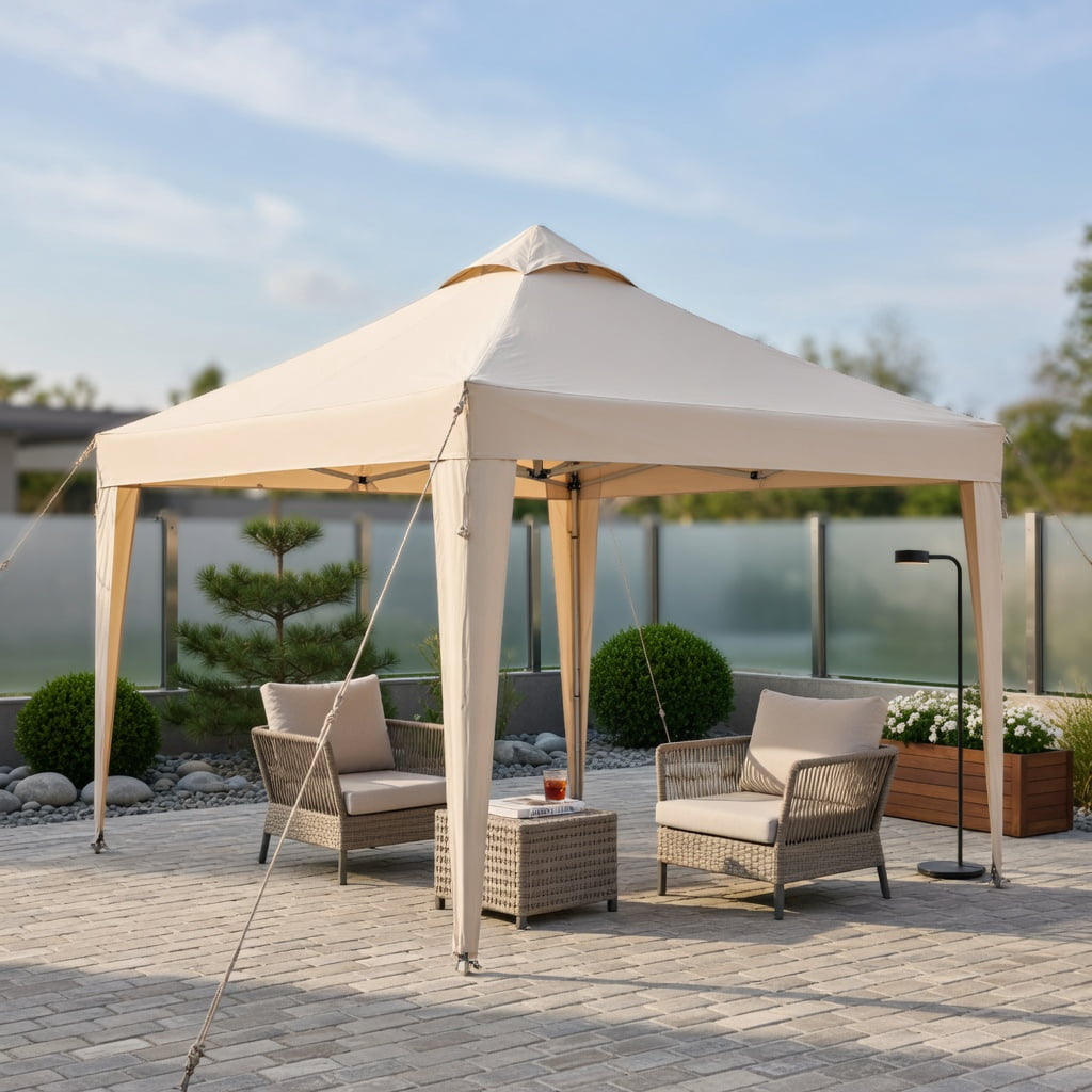 Resenkos Canopy, Gazebo Tent, Outdoor Canopies,Inflatable Camping Tent 2/4/6 People Glamping Tent for Family Camping with Pump-Beige