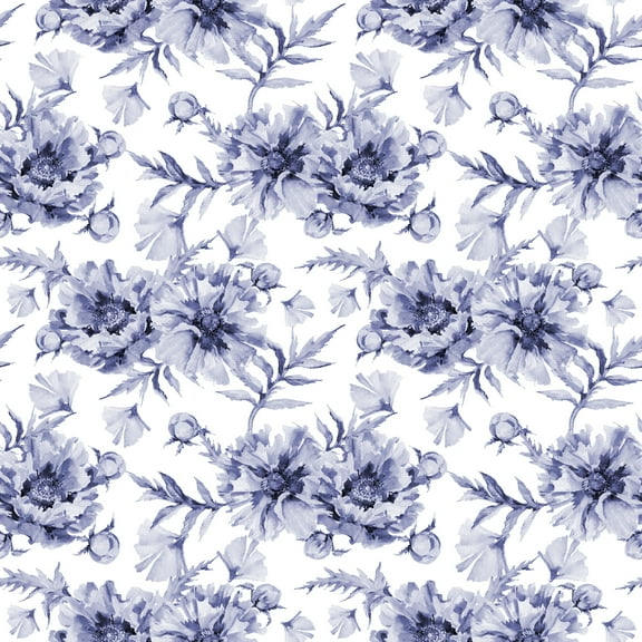 Purple Victorian Flowers Removable Wallpaper 10'L x 24''W