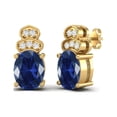 thumbnail image 4 of 925 Sterling Silver Gold Vermeil 8x6mm Oval Shape Blue CZ Solitaire Women Stud Valentines Day Gifts Earrings, 4 of 4