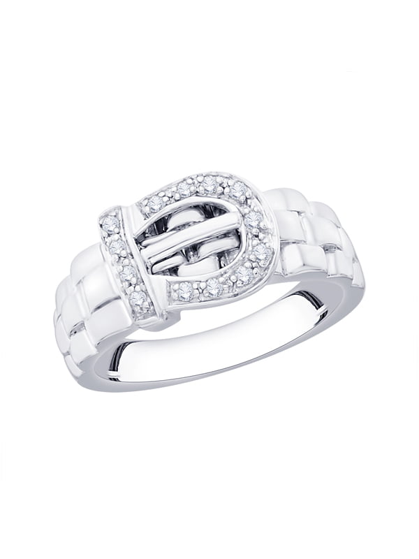 prongs Set Diamond Men's Fashion Ring in 10K White Gold (1/6 cttw, G-H,  I2-I3)