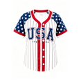 thumbnail image 4 of Unir Light Polyester Women 4th Of July Baseball Button Up , Patriotic USA Star Striped Short Sleeve Casual Shirt, Loose Summer Holiday Layering Outer Top, S-XXXXXL, True To Size, 4 of 4