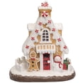 thumbnail image 2 of Northlight Snowy Gingerbread Peppermint House with Snowman Christmas Decoration - 11", 2 of 6