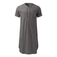 thumbnail image 3 of SWSMCLT Men's Short Sleeve Nightshirt Cotton Night Shirt Pocket Knee Length Sleepwear Robe Soft Nightgown Grey Small, 3 of 3