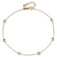 thumbnail image 4 of 14k Two-tone Anklet 9 inch mm Oval Chain with Wavy Circles 9in Plus 1in Ext, 4 of 7