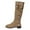 Khaki, variant on Mostsola Slouchy Mid Calf Boots for Women Round Toe Low Heel Trendy Bowknot Suede Knee High Boots