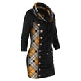 thumbnail image 3 of Dress For Women Plaid Button Collar Drawstring Stitching Tops Tunic Casual Long Sleeve Pullover Shirts, 3 of 8