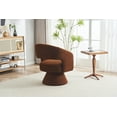 thumbnail image 3 of Modern 360 Degree Swivel Accent Armchair, Comfy Faux Fur Barrel Chair with Arched Back, Round Upholstered Accent Chair for Living Room Bedroom Nursery, Dark Brown, 3 of 9