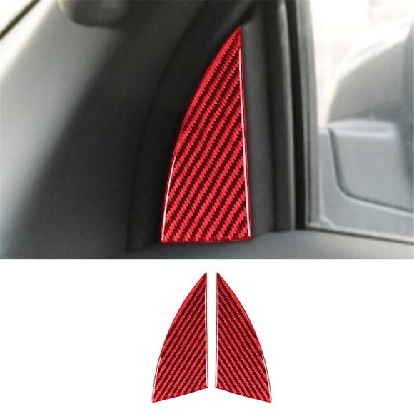 2Pcs Carbon Fiber Interior Side Window Trim Cover for Ford Explorer 2011-14 Red
