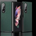 thumbnail image 2 of Dteck Samsung Galaxy Z Fold 3 5G Case, Stylish Slim Thin Soft Cross Texture Leather Classic Lightweight Secure Grip Anti-Fingerprint Non-Slip Protective Shock-Absorbing for Fold 3 5G Cover (Green), 2 of 10