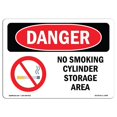 thumbnail image 1 of SignMission OS-DS-A-1218-L-1484 12 x 18 in. OSHA Danger Sign - No Smoking Cylinder Storage Area, 1 of 1