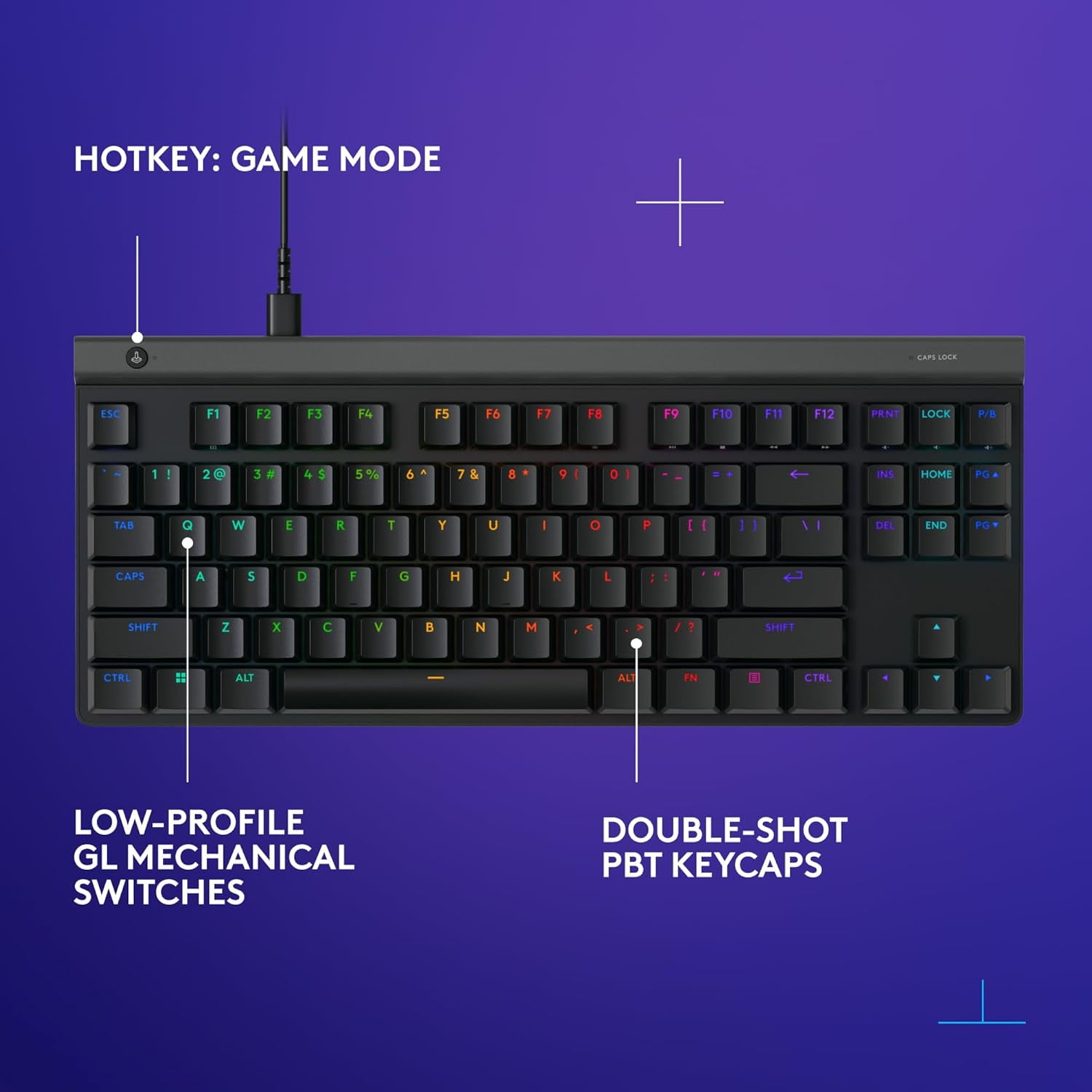 Logitech G515 TKL Wired Low Profile Gaming Keyboard - RGB, PBT Keycaps, Tactile Brown Switches, Black
