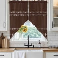 thumbnail image 6 of Rustic Botanical Swag Curtains for Kitchen/Bedroom/Living Room, Japanese Herb on Brown Simple Art Scalloped Curtains 63 Inch Long, Rod Pocket Window Swag Topper Curtains Valances 2 Panels Set 36"x63", 6 of 8