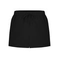 thumbnail image 5 of QATAINLAV Girls Shorts Kids Drawstring Elastic Waist Beach Shorts Solid Loose Wide Leg Short Pants Cute Summer Bermuda Shorts with Pockets Black 5-6 Years Sale of The Day, 5 of 6
