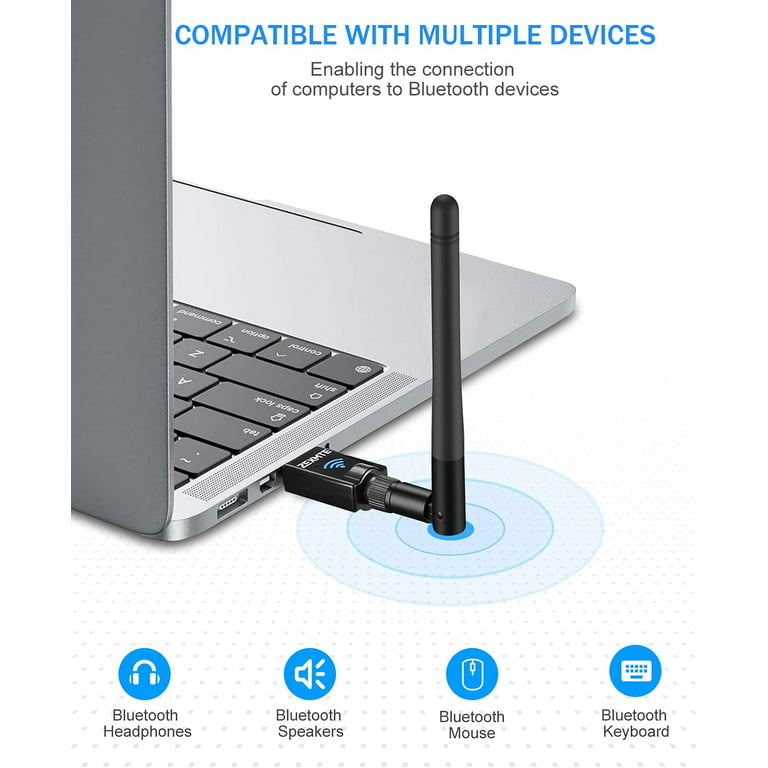 ZEXMTE USB Bluetooth Adapter 5.0 Bluetooth Dongle Bluetooth Receiver for PC  Windows 10/8/7 for Desktop, Laptop, Mouse, Keyboard, Headsets, Speakers