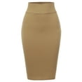 thumbnail image 2 of A2Y Women's Basic Solid Ponte Knee Length Slit Techno Span High Waist Pencil Skirt Gold 3XL, 2 of 3