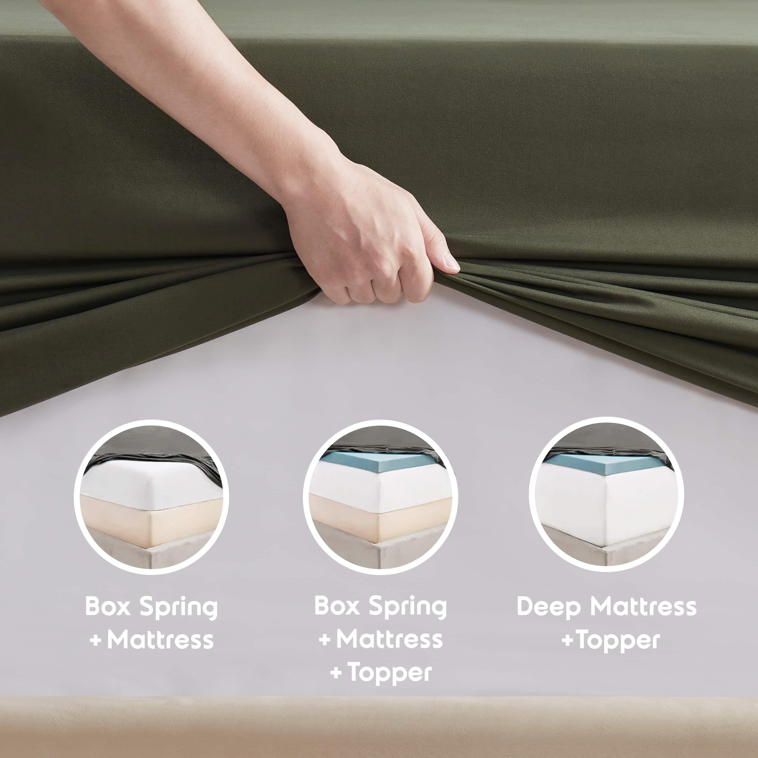 LammaLoe Extra Deep Pocket Queen Sheets set, Fits 18"-24" Mattress, 6 Piece Soft Microfiber Bed Sheet Sets, Olive Green