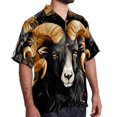 thumbnail image 2 of Aries Constellation Men's Button Down Casual Hawaiian Print Short Sleeve Summer Beach Shirt, 2 of 6