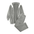 thumbnail image 1 of Zhanying Ensemble 2 Pcs pour Femmes Veste à Capuche Doublée en Sherpa avec Poches Gris Clair TG, 1 of 3