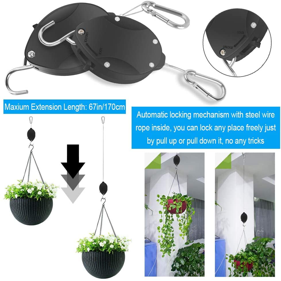 Improved Plant Pulley Retractable Heavy Duty Easy Reach Pulley Plant Hanging Flo 