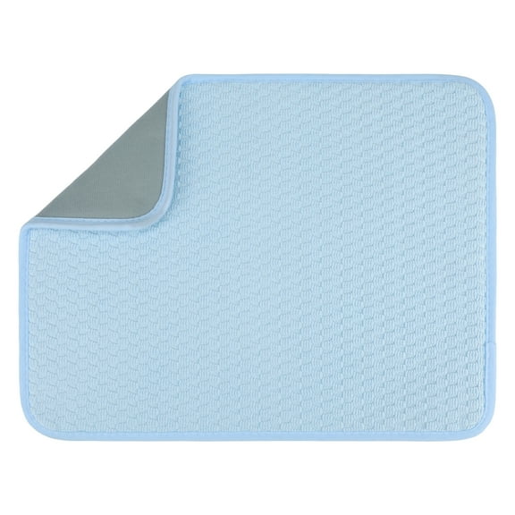 Unique Bargains Microfiber Kitchen Drying Mat with Lanyard Blue 15.7*11.8 inch