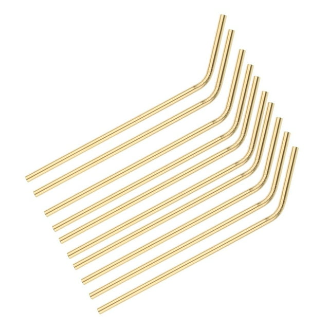S SERENABLE 10 PCS Food-Grade 304 Stainless Steel Drinking Straw Reusable 21cm Curved - Easy