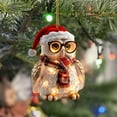 thumbnail image 2 of Acrylic Owl Christmas Ornaments with Santa Hats and Scarves, Festive Hanging Decor for Christmas Tree and Holiday Season Decorations - C, 2 of 7
