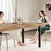 Waleaf 69" Acacia Wood Dining Table Set for 6-8 Person, Natural Indoor Outdoor Kitchen Table with Iron Legs