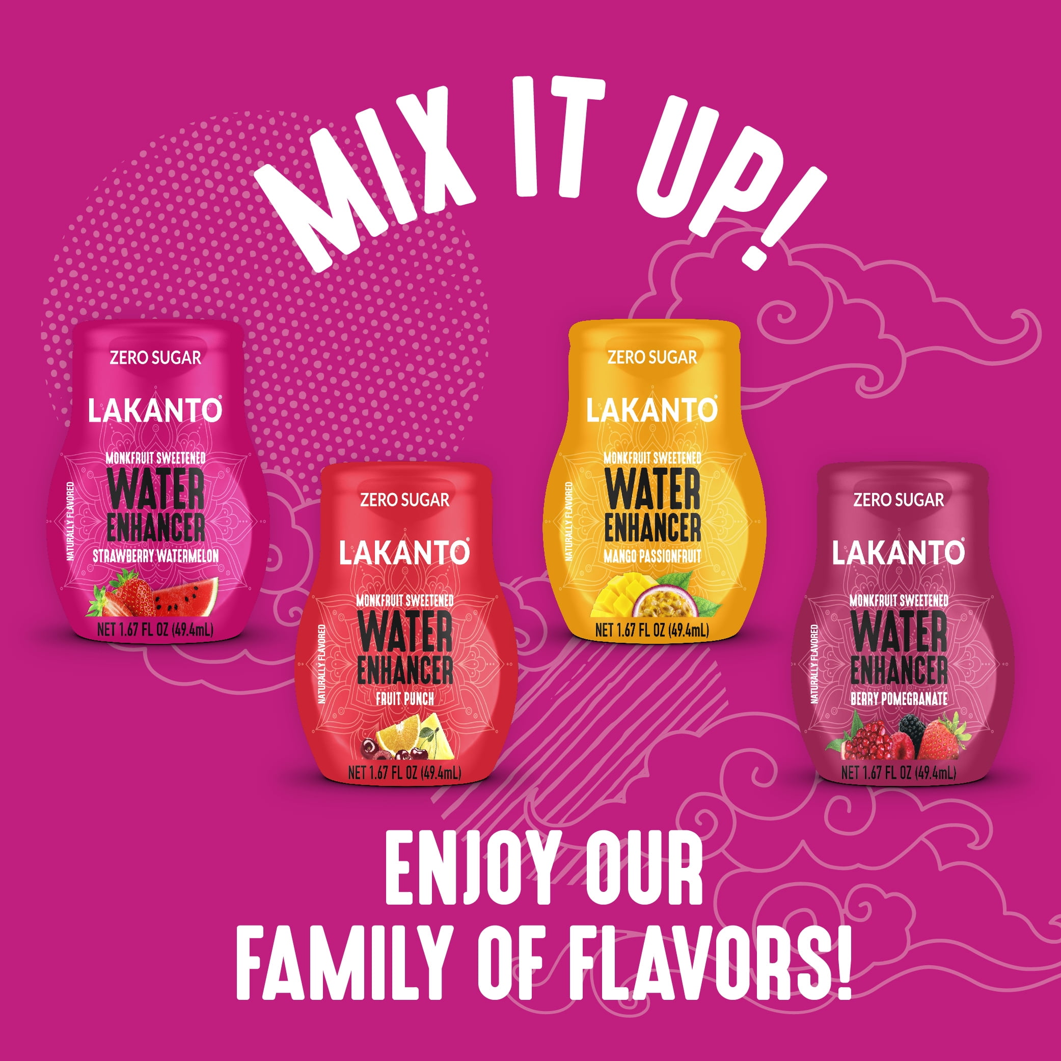 Lakanto Sugar Free Water Enhancer - Sweetened with Monk Fruit Sweetener and Erythritol, On the Go Liquid Hydration, Zero Sugar, Naturally Flavored - Strawberry Watermelon (1.67 fl oz - Pack of 6)