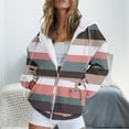 thumbnail image 2 of LowProfile Womens Sweatshirts Winter Fall Clothes Long Sleeve Hoodies Fashion Autumn Striped Gradient Plaid Printed Pocket Cute Drawstring Zipper Sweaters Outfits Casual Tops XL, 2 of 4