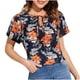 thumbnail image 1 of Blusa holgada de manga corta con cuello en V y estampado floral informal de verano para mujer Pompotops hkajfhjk471900, 1 of 5