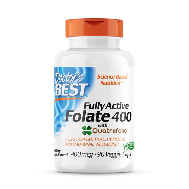 Suplemento Doctor's Best, folato totalmente activo, 400 mcg, 90 cápsulas