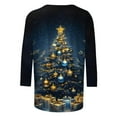 thumbnail image 3 of Womens Christmas Shirts Plus Size 3/4 Length Sleeve TShirts Cute Christmas Tree Graphic Printed Blouses Crewneck Tunic Tops Loose Pullover Top, 3 of 5