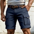 thumbnail image 2 of YANGXINX Men's Casual Cargo Shorts Summer Solid Stretchy Elastic Waist Work Short Pants Multi Pockets Lightweight Relaxed Fit Runnnig Shorts, 2 of 5