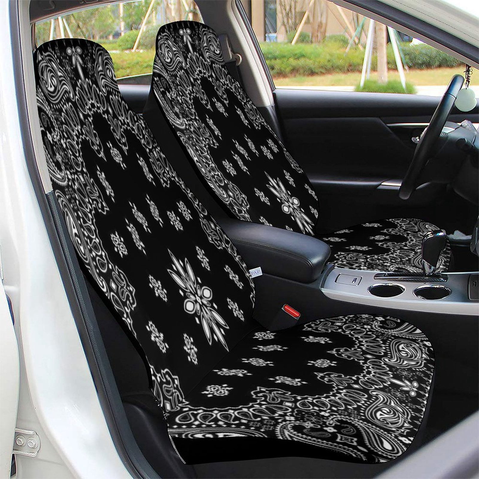 Bandana Pattern Set of 2 Car Seat Covers Seat for Carseats Front Seat Auto Car Interior Accessories Universal 2 Piece