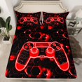 thumbnail image 1 of Erosebridal Modern Gamer Fitted Sheet Queen, Red Gamapad Bedding Set Queen Size, Abstract Decor 3 Pieces, 1 of 6