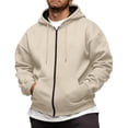 thumbnail image 2 of Mens Zip Up Hoodie Fall Plain Hooded Sweatshirts Full Zipper Fleece Hoodies Loose Casual Jacket Fall Winter Workout Clothes, 2 of 4