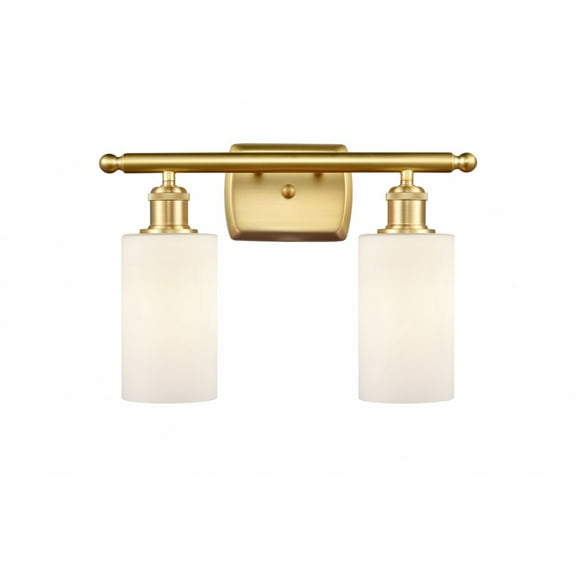 516-2W-SG-G801 Innovations Lighting Clymer - 2 Light Bath Vanity In Art Deco Style-12 Inches Tall and 16 Inches Wide-Satin Gold Finish-Matte White