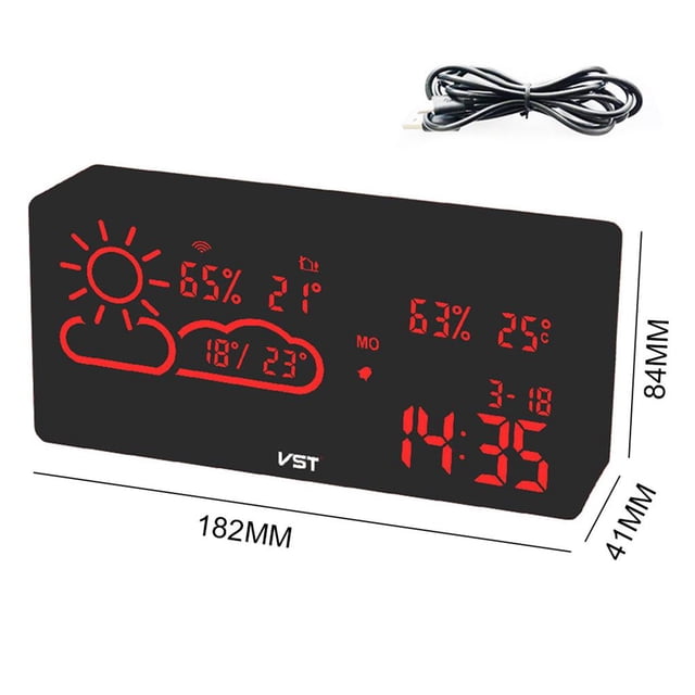 Reloj Despertador Digital Led, Reloj De Temperatura Y Humedad, Aplicación Wifi, Red Inalámbrica Inteligente, Reloj Electrónico, Reloj De Mesa Speravity HA017893-00