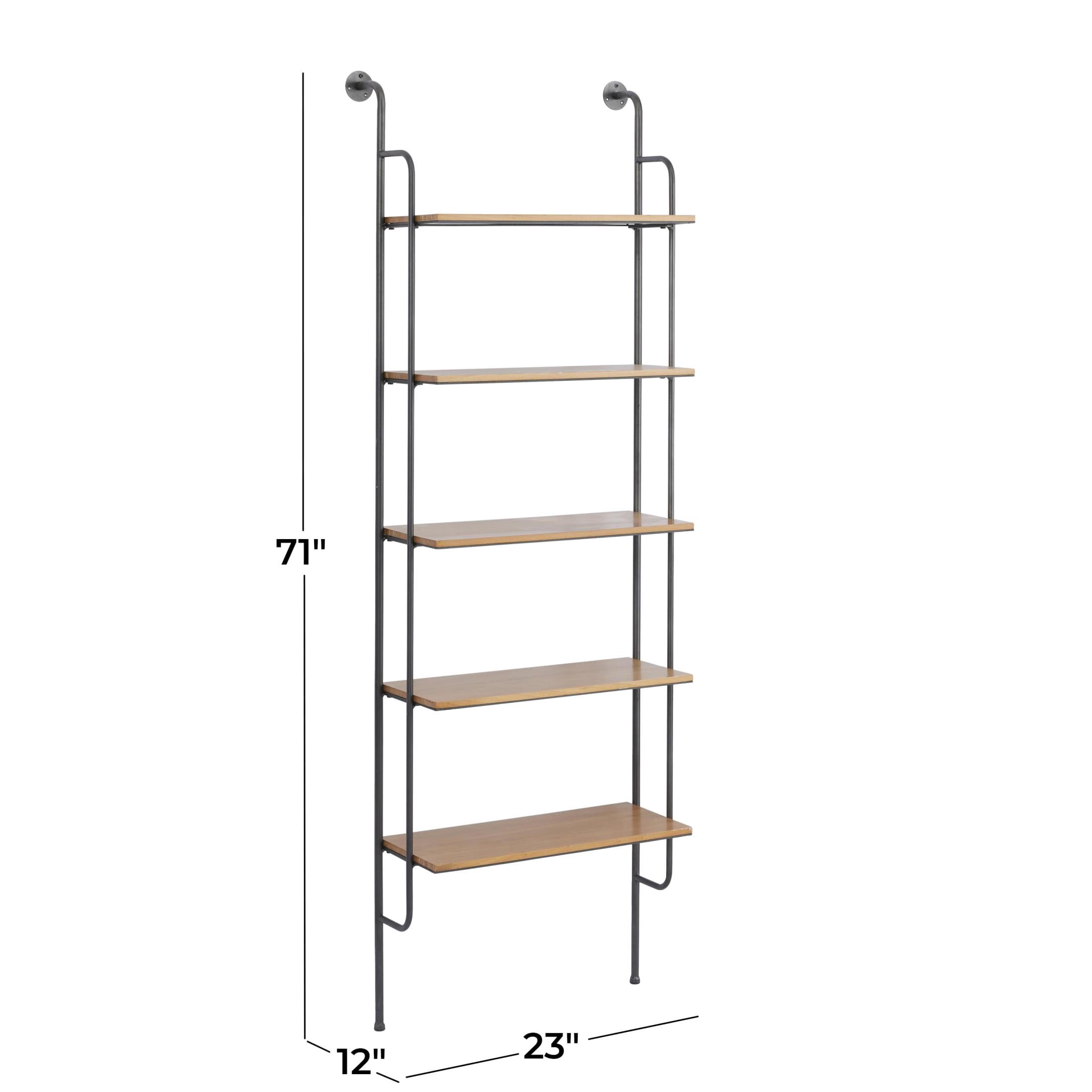DecMode 23" x 12" 5-Tier Brown Wall Shelf