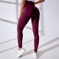 thumbnail image 5 of Mnuaqn Scrunch Workout Leggings for Women High Waisted Butt Lifting V Back Waist Seamless Gym Yoga Leggings Wine for Size XL, 5 of 7