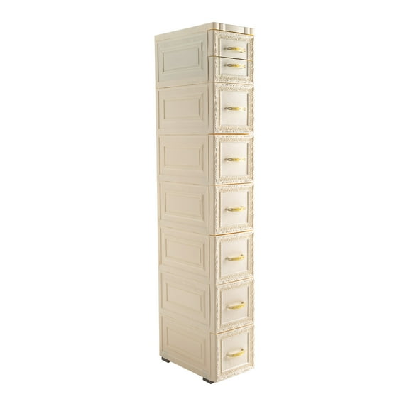 Miumaeov 7 Tier Floor Cabinet Plastic Drawers Organizer Tall Narrow Storage Cabient For Small Space